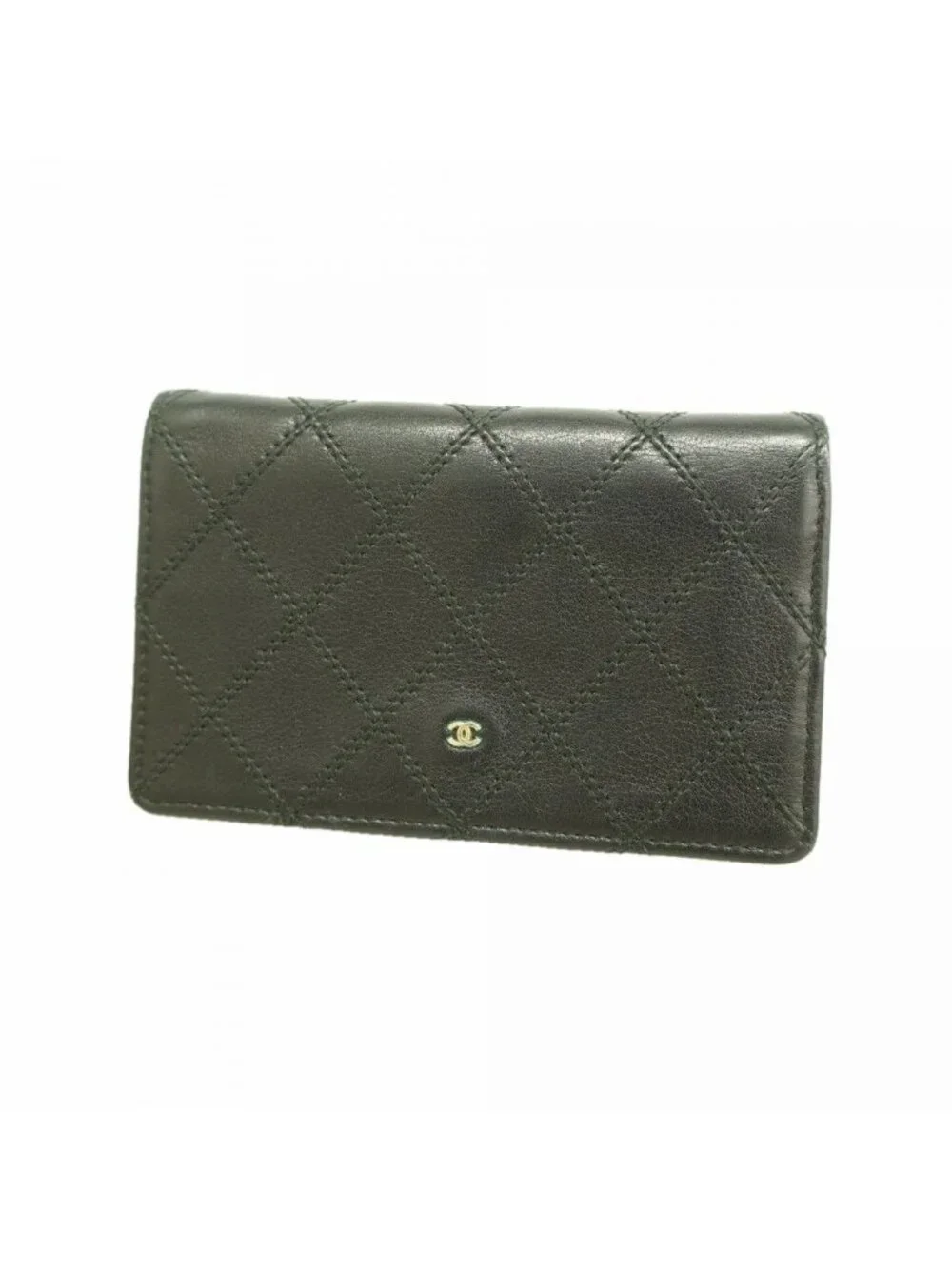 Chanel Card Case Bicolor Leather Black Gold